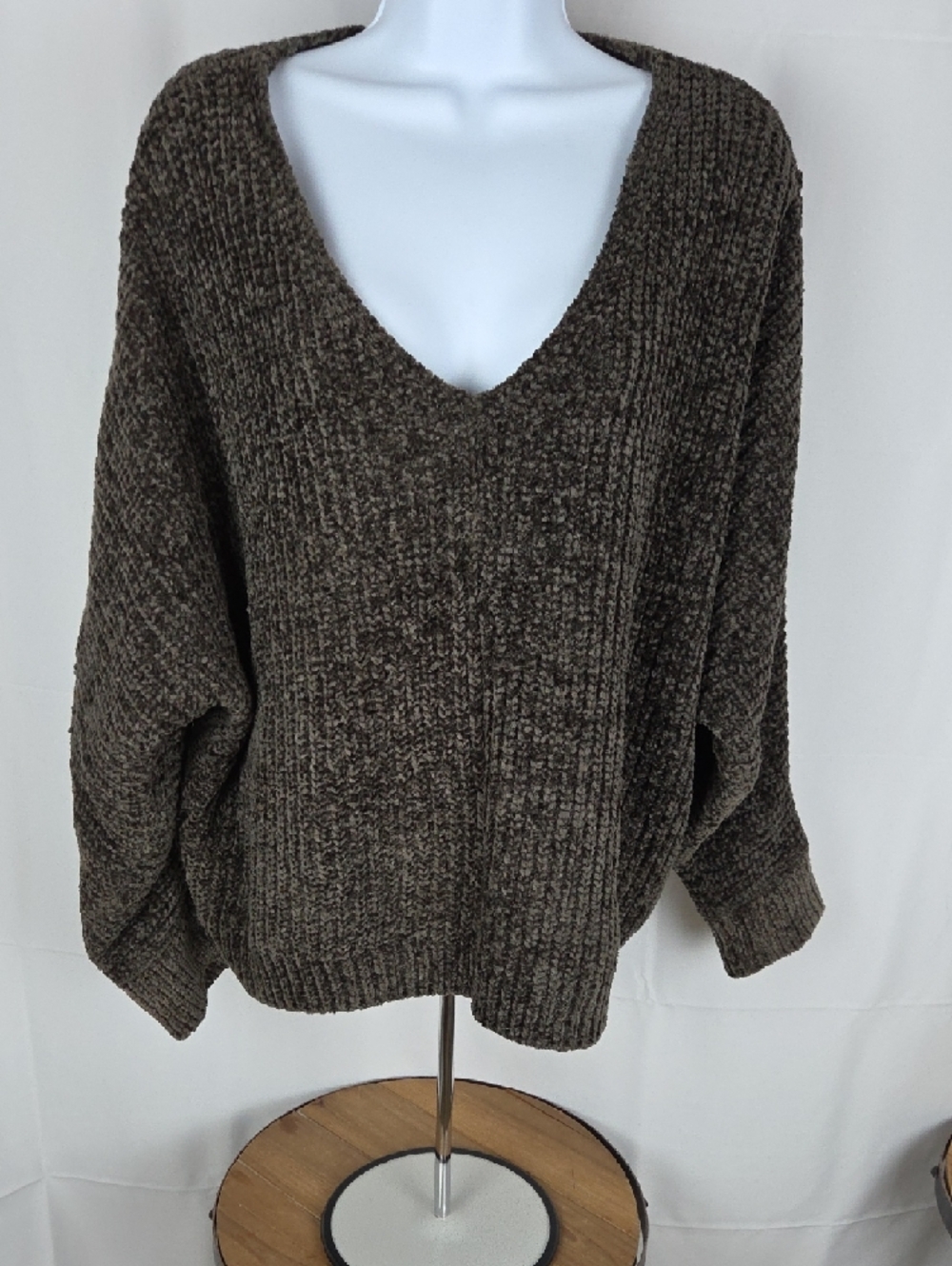 Pink Rose Chunky Knit Cardigan - Dark Chocolate Brown